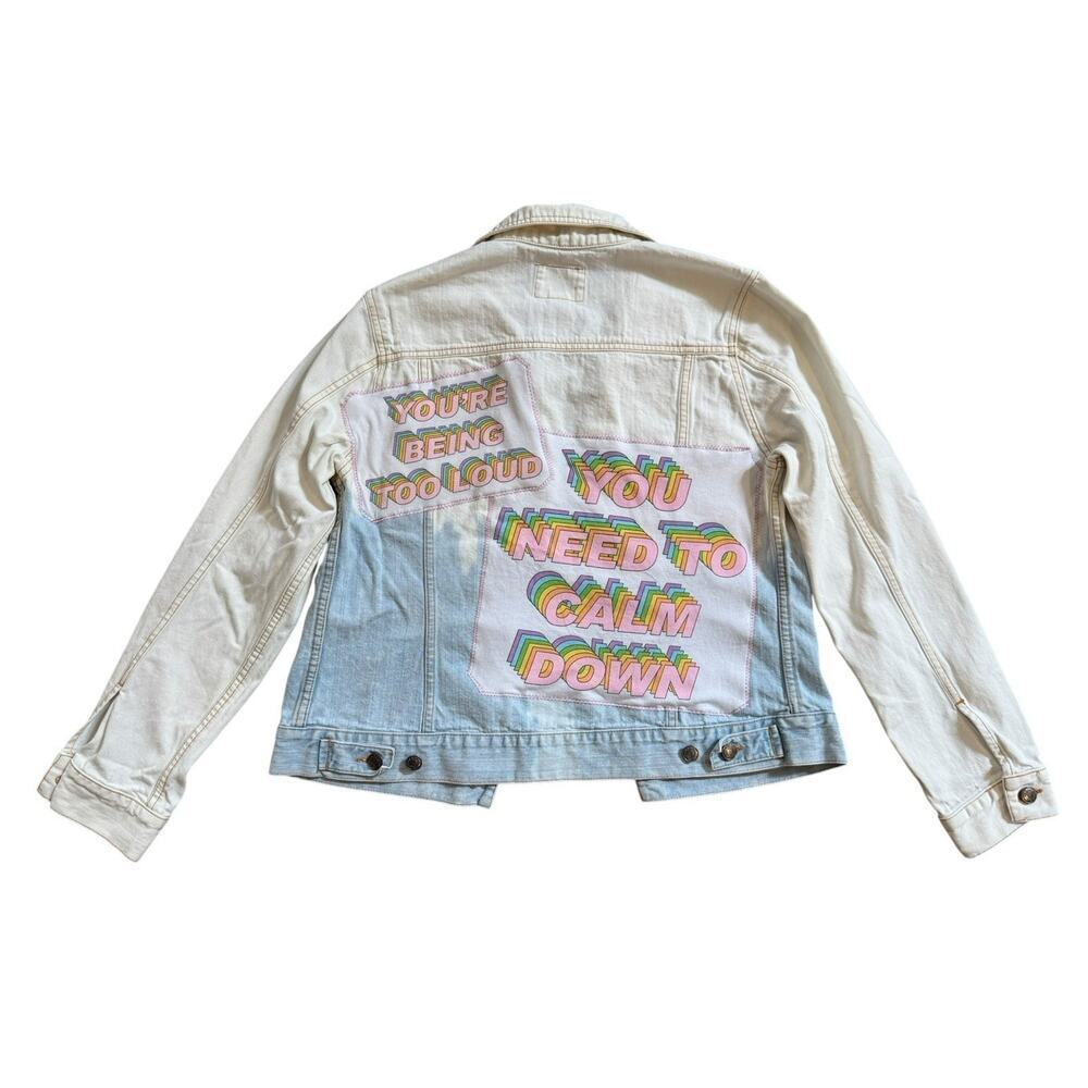 TAYLOR SWIFT You’re Being Too Loud You Need To Calm Down Upcycled Denim Jacket M - Picture 7 of 12